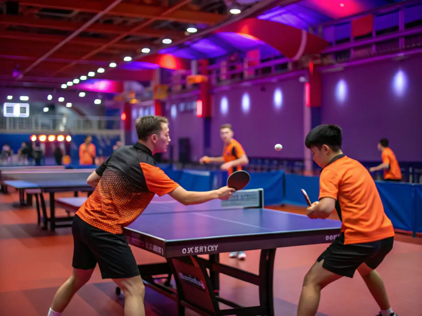 A focused table tennis training session with a coach providing personalized instruction to a player, emphasizing technique and strategy.